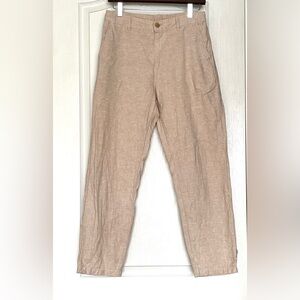 UNIQLO Linen Cotton Tapered Pants Beige Sz 26-27 Summer Trousers Coastal Grandma